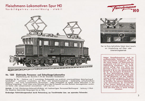 Fleischmann Katalog 1953 Spur H0