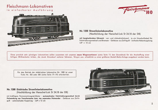 Fleischmann Katalog 1953 Spur H0