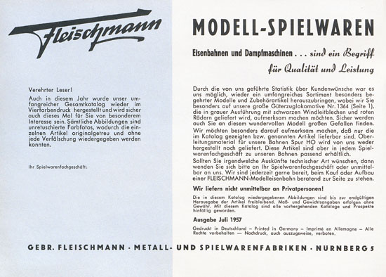 Fleischmann Katalog 1957