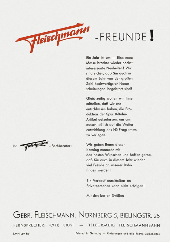Seite 2 Fleischmann Katalog 1959-1960