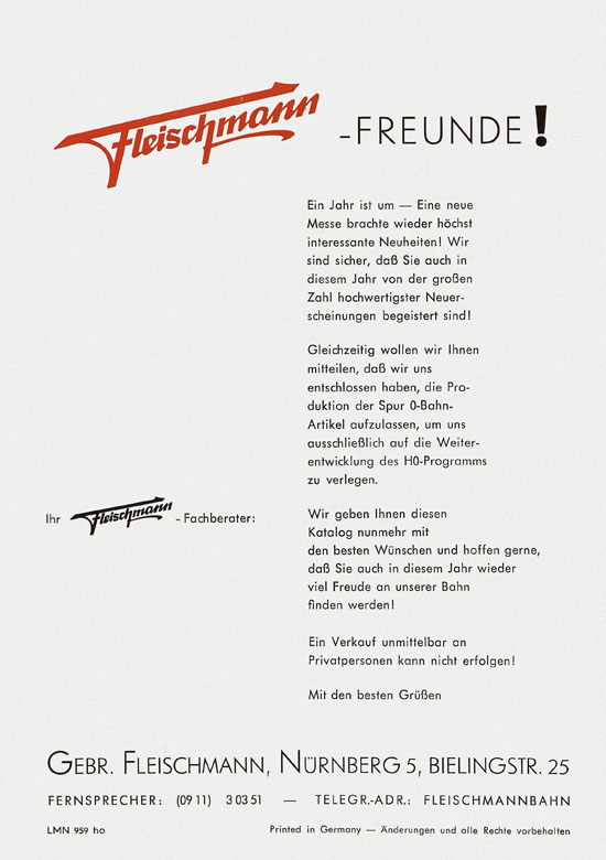 Fleischmann Katalog 1959-1960