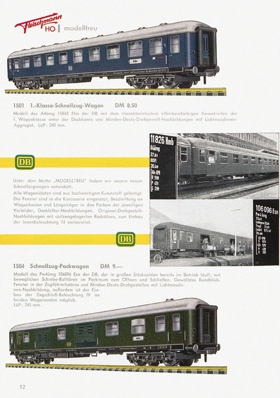 Seite 12 Fleischmann Katalog H0-Neuheiten 1962