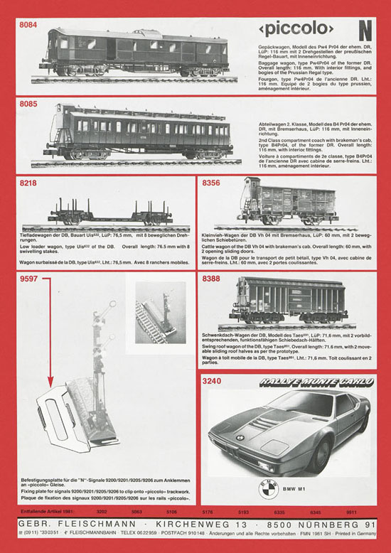 Seite 4 Fleischmann Katalog H0-Neuheiten 1981