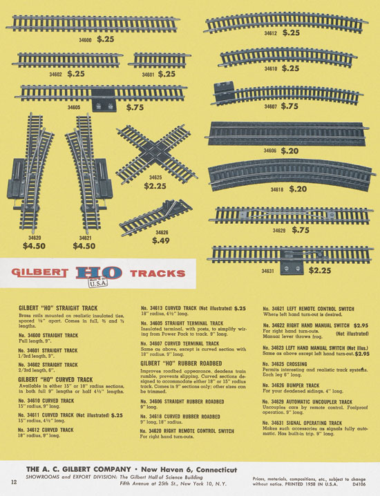 Gilbert H0 Trains 1958