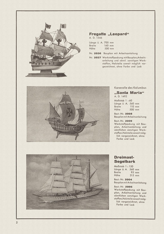 Graubele Katalog Schiffsmodelle und Boote 1952