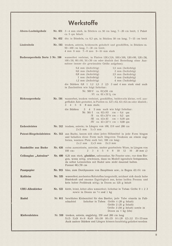 Graubele Katalog Schiffsmodelle und Boote 1952