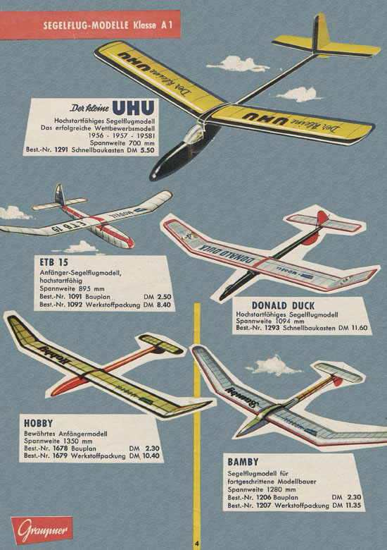 Seite 4 Graupner Flug- und Schiffsmodellbau Prospekt 1959