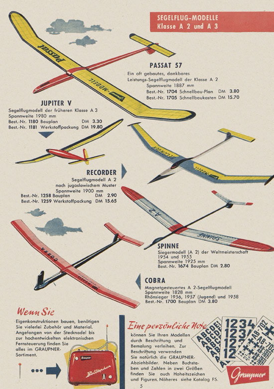 Seite 5 Graupner Flug- und Schiffsmodellbau Prospekt 1959
