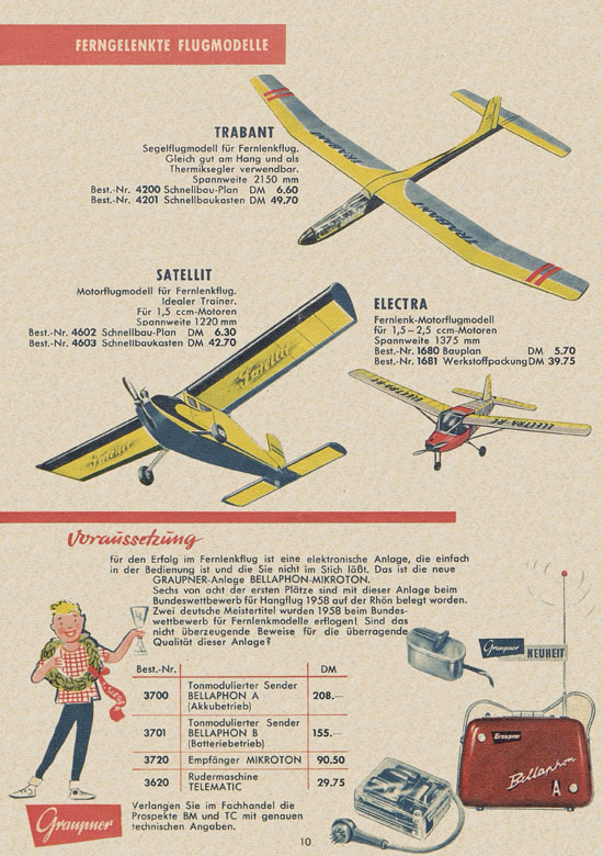 Seite 10 Graupner Flug- und Schiffsmodellbau Prospekt 1959