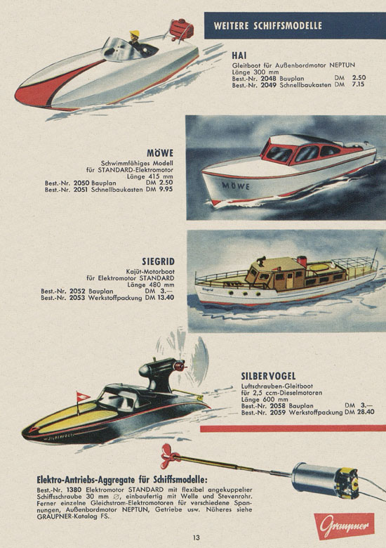 Seite 13 Graupner Flug- und Schiffsmodellbau Prospekt 1959