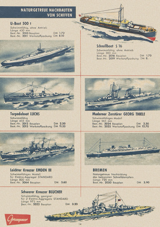 Graupner Flug- und Schiffsmodellbau Prospekt 1959