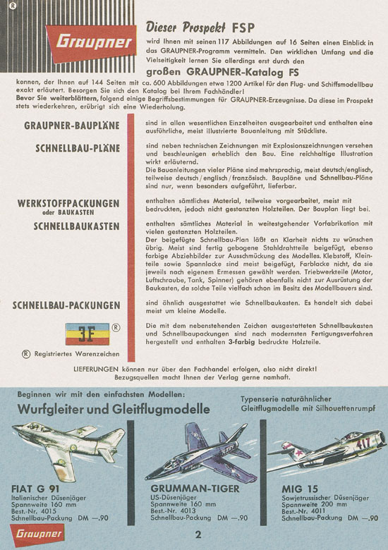 Seite 2 Graupner Flug- und Schiffsmodellbau Prospekt 1960