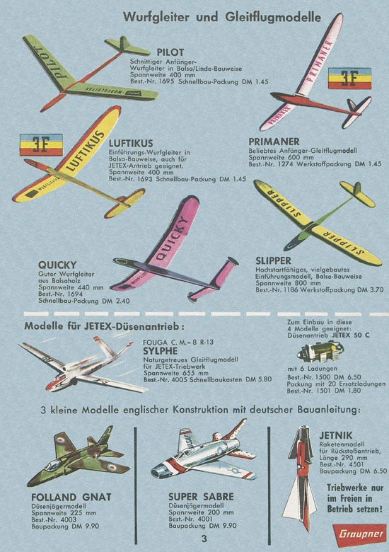 Seite 3 Graupner Flug- und Schiffsmodellbau Prospekt 1960