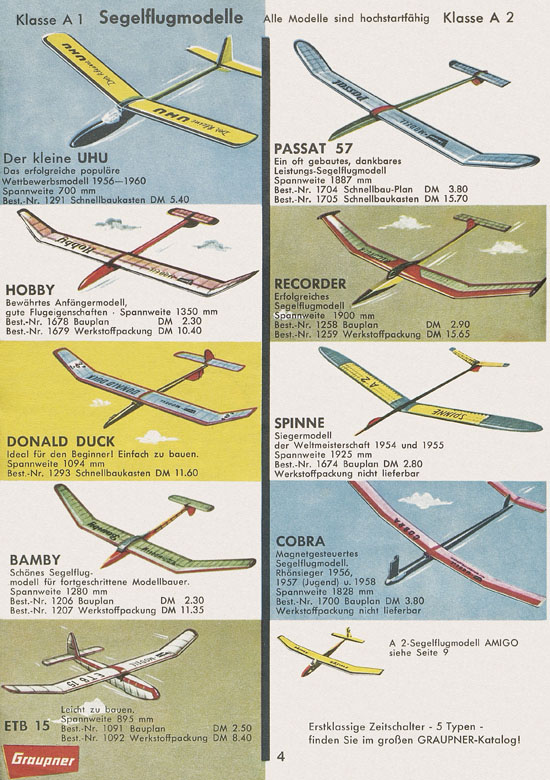 Seite 4 Graupner Flug- und Schiffsmodellbau Prospekt 1960