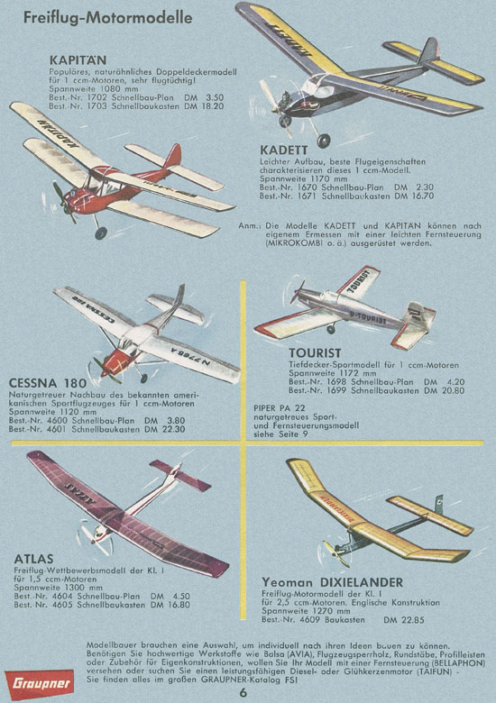 Seite 6 Graupner Flug- und Schiffsmodellbau Prospekt 1960