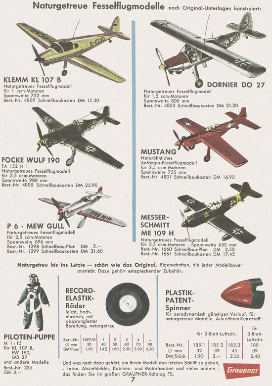 Seite 7 Graupner Flug- und Schiffsmodellbau Prospekt 1960