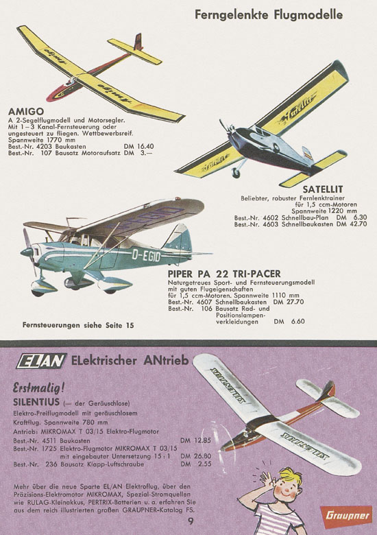 Seite 9 Graupner Flug- und Schiffsmodellbau Prospekt 1960