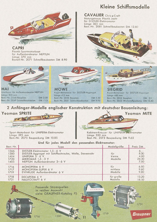 Seite 11 Graupner Flug- und Schiffsmodellbau Prospekt 1960