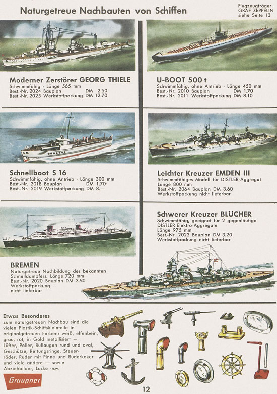 Seite 12 Graupner Flug- und Schiffsmodellbau Prospekt 1960