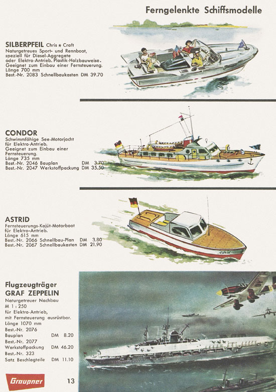 Seite 13 Graupner Flug- und Schiffsmodellbau Prospekt 1960