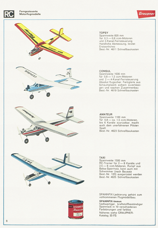 Seite 8 Graupner Flug- und Schiffsmodellbau Prospekt 1966-1967