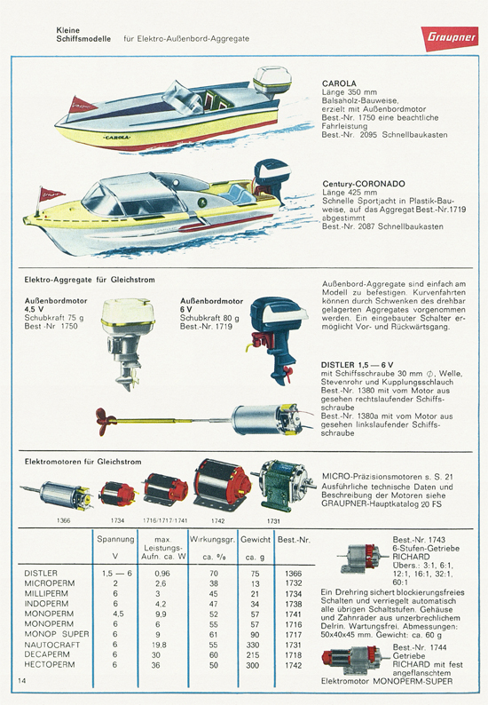 Seite 14 Graupner Flug- und Schiffsmodellbau Prospekt 1966-1967