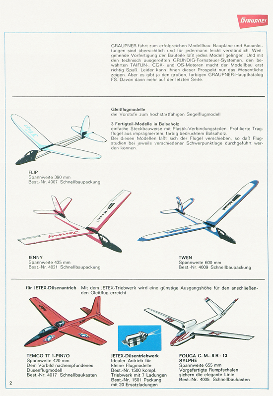 Seite 2 Graupner Flug- und Schiffsmodellbau Prospekt 1967-1968
