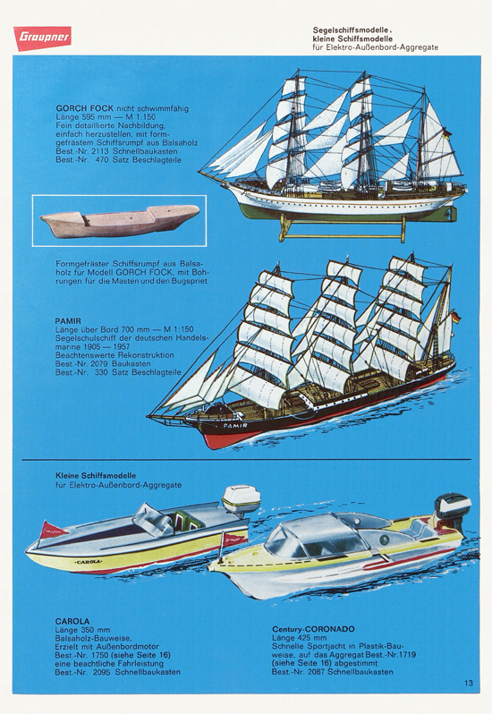 Seite 13 Graupner Flug- und Schiffsmodellbau Prospekt 1967-1968