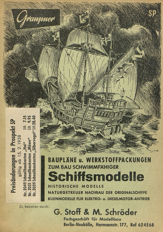 Graupner Schiffsmodelle 1957