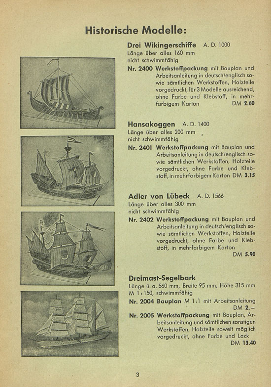 Graupner Schiffsmodelle 1957