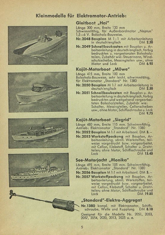 Graupner Schiffsmodelle 1957