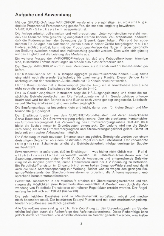 Seite 3 Graupner RC-Handbuch Digitale Fernlenkanlage varioprop 1968