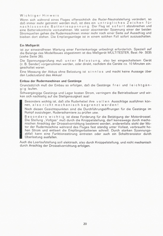 Seite 20 Graupner RC-Handbuch Digitale Fernlenkanlage varioprop 1968