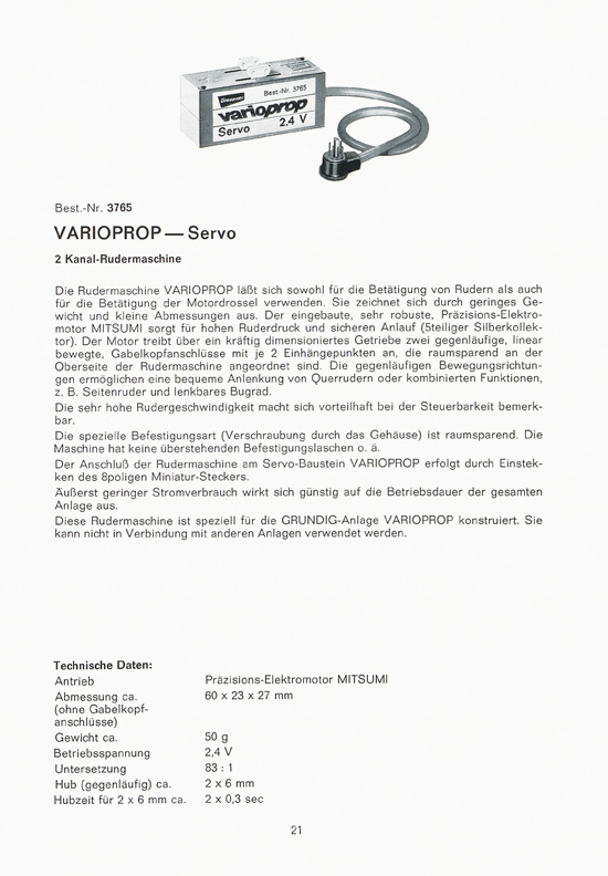 Seite 21 Graupner RC-Handbuch Digitale Fernlenkanlage varioprop 1968