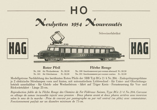 HAG Neuheiten 1954