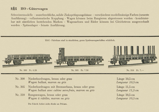 HAG Neuheiten 1954