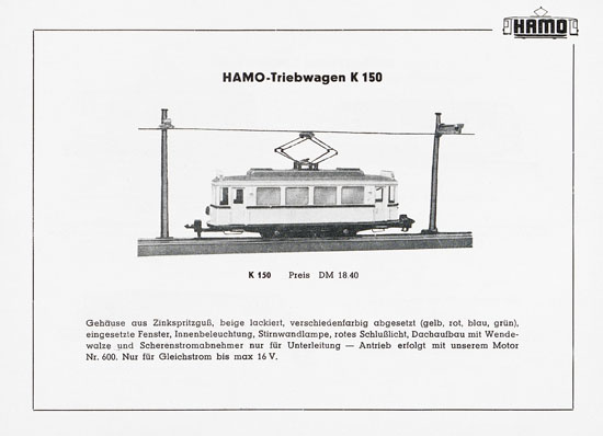 Hamo Katalog Strassenbahn 1956