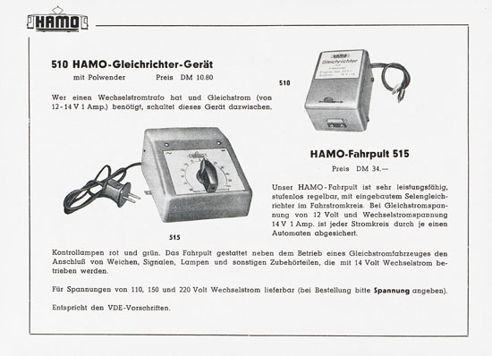 Hamo Katalog Strassenbahn 1956