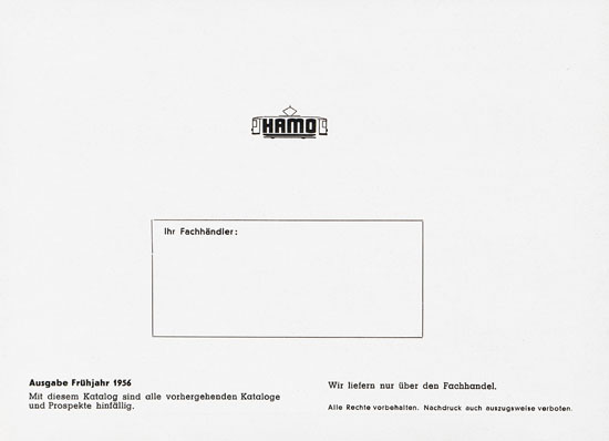 Hamo Katalog Strassenbahn 1956