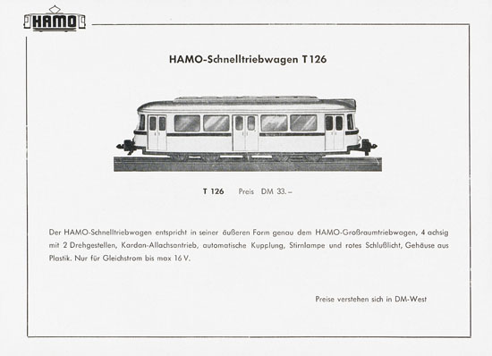 Hamo Katalog Strassenbahn 1957