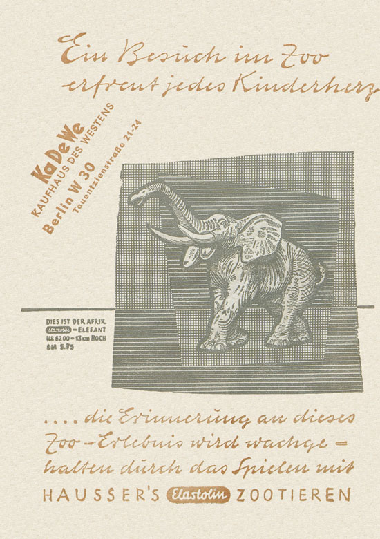 Seite 1 Hausser Katalog Zootiere 1950
