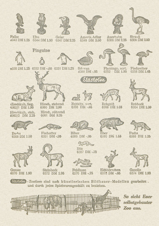 Seite 4 Hausser Katalog Zootiere 1950
