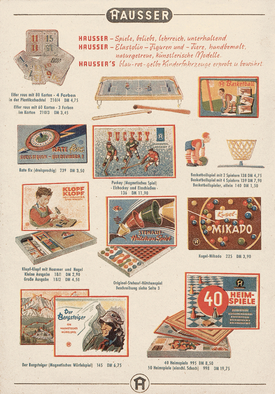 Seite 2 Hausser Spiele und Elastolin Figuren 1957