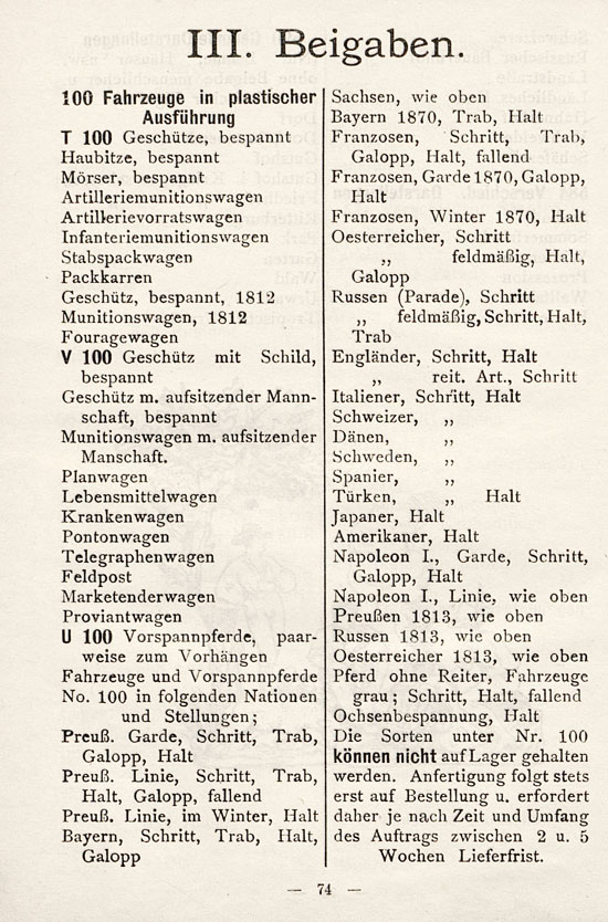 Heinrichsen Zinnfiguren Katalog 1914