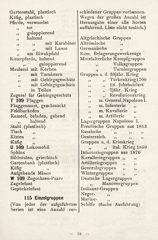 Heinrichsen Zinnfiguren Katalog 1914