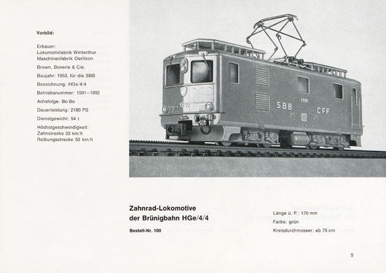 Heinzl Modellbahnen Katalog 1966