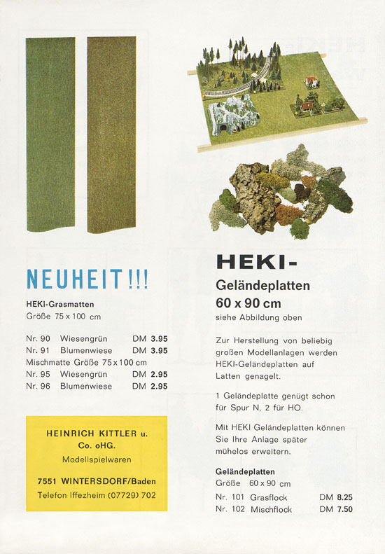 HEKI Prospekt mit Neuheiten 1975