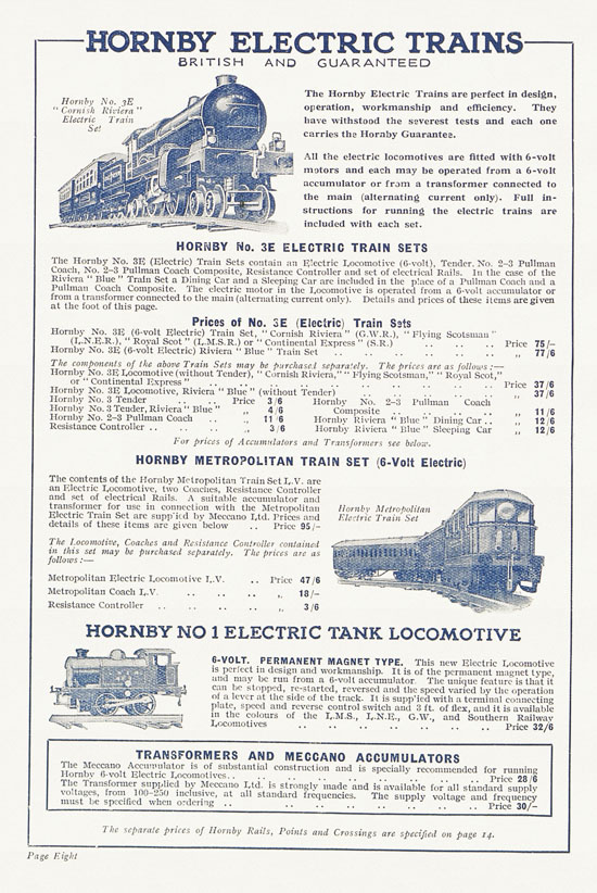 Hornby Trains catalog 1929