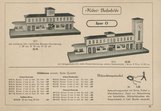 Kibri Katalog Modellbahn-Zubehör 1954