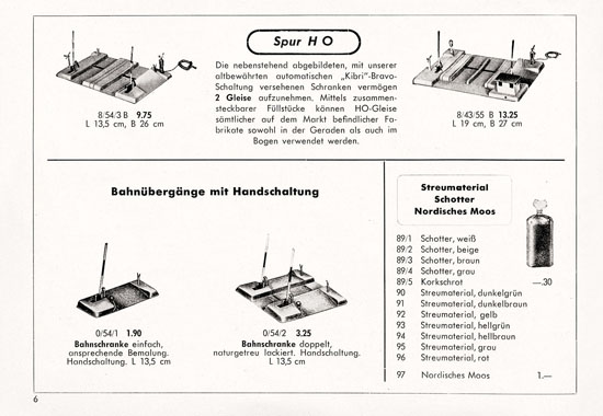 Kibri Modellbahn-Zubehör Katalog 1958